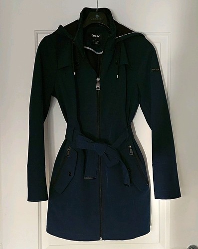Dkny blue hooded belted - blue,