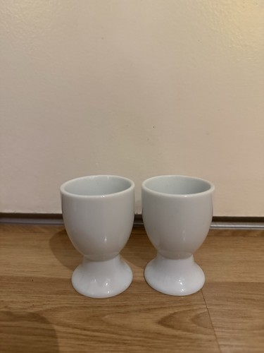 White ceramic egg cups - white,