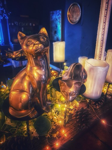 Vintage brass cat - cat, figurines