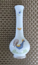 French Bud Vase Poterie A La Chappelle Des Pots France Rooster & Floral H19 cm