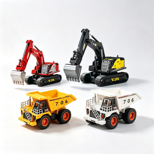 Toy excavator and dump - and,