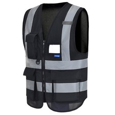 AYKRM Balck high viz Class 2 hi vis Zipper Front High Visibility vest Hi Vis ...