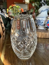 Heavy Oval Glass Vase. 20cm