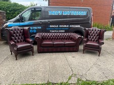 Oxblood red leather chesterfield 3 piece suite STUNNING SET CAN DELIVER ???