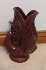 Vintage Dartmouth Devon Brown Fish Shaped Jug