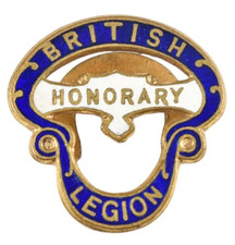 Vintage Old The British Legion Honorary Members Enamel Lapel Brooch Badge