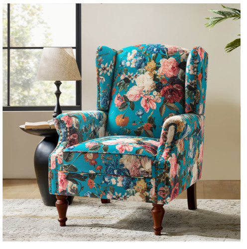 Floral wingback armchair - wingback,