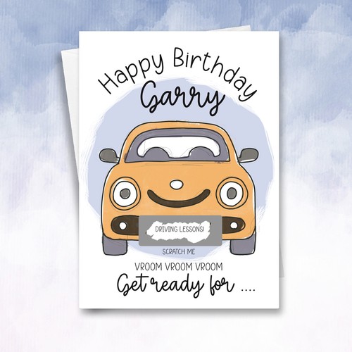 Driving lessons reveal card - driving,