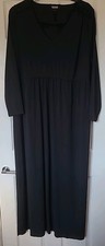 Ladies Long Black Dress - Size 22/24 - 48" Bust - Black Beaded Shoulder Pattern