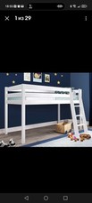 Kids Bunk Beds Mid Sleeper with Ladder Children Pine Wooden Bed Frame Cabin Bed