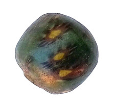 Bead, Glass - Very Old, 15 mm, Alluring Dark Teal Color with Eyes, Lampwork