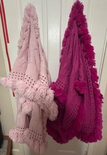 2 x pink faux wool and faux
