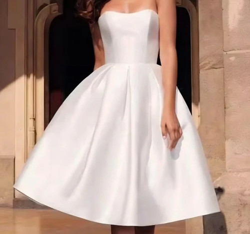 White satin strapless - satin,
