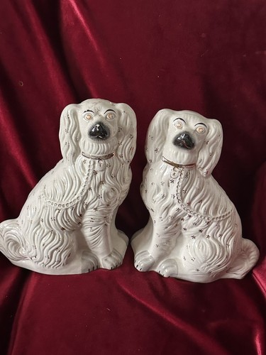 Pair large pottery dogs - a,