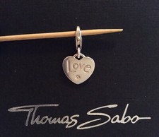 Thomas Sabo charm: heart engraved with 'love', silver & CZ stone, hallmarked 🩶
