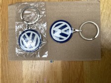 VW Volkswagen Emblem Keyring Blue / Chrome Double Sided