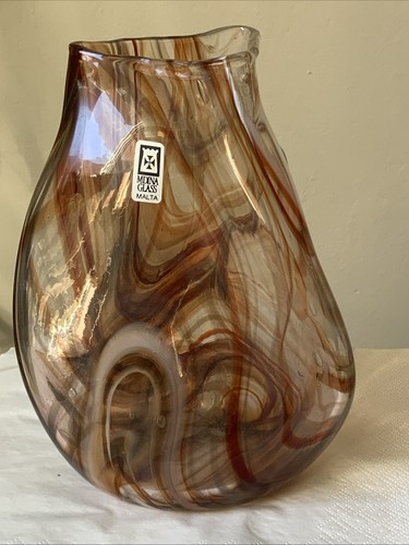 Mdina studio glass vase brown - vase,