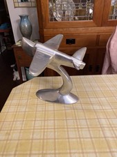 Chrome Early 1950’s Jet Fighter Plane On Stand-Excellent