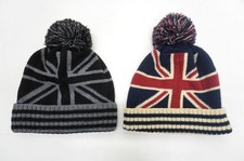Union Jack Winter Hat Bobble Hat 2 Colours Thick Comfortable Warm Knitted Beanie