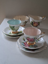 Harry Wheatcroft Roses Tea For 2 2 Trios Sugar Bowl & Milk Jug