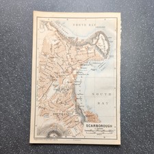 Original 1910 Baedeker Town City Planning Map Of Scarborough 