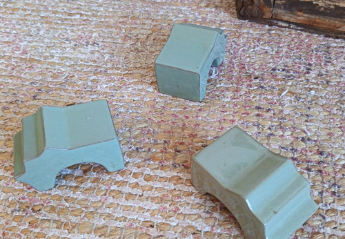 Celadon glaze plant pot - pot, feet