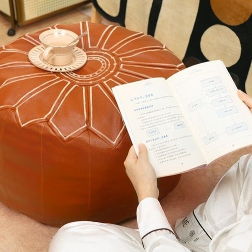 Unstuffed faux leather round - leather,