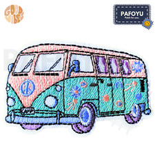 Hippie Bus Patch - LOVE PEACE HARMONY Flower Yin Yang Iron On Patch Patch