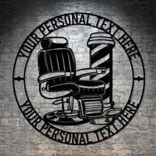 Personalized Vintage Barber Chair Metal Sign. Custom Retro Barber Wall Art Decor