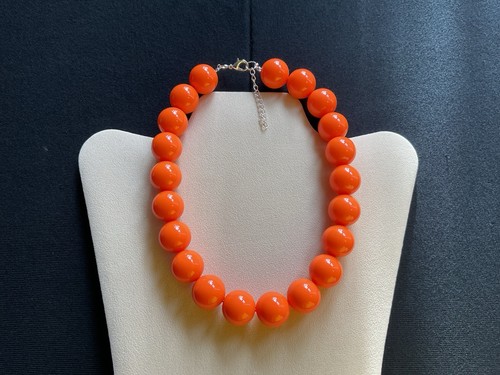 Chunky orange bead choker - orange,