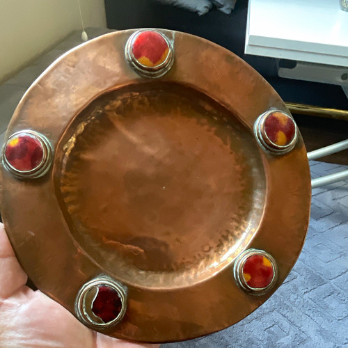 Copper ashtray dish tray with - copper,