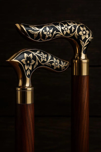 Floral brass handle walking - floral,