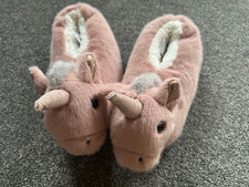 BNWT Next Girls Pink Faux Fur Fleece Unicorn Slippers Size UK 13 EUR 32