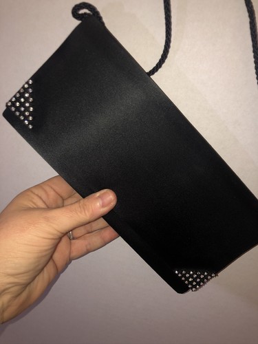 Black satin like clutch with - satin,