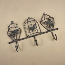 Vintage Wall Hook Bird Cage Cast Metal Coat Rack Rustic Cottage Country Decor