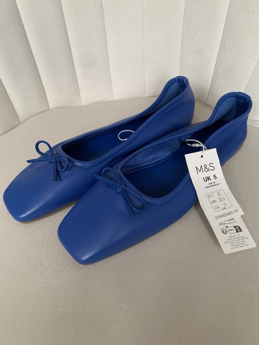 Blue soft leather ballet - m&s,