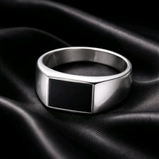 Silver signet ring - silver, chunky