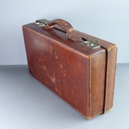 Antique leather suitcase - antique,