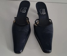 RB Italy Made Ladies Leather  Pointed Toe Slide Sandals Kitten Heel Mules sz6