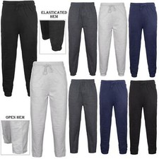 Mens Elasticated Jogging Bottoms Joggers Fleece Lined Zip Pockets Drawstring