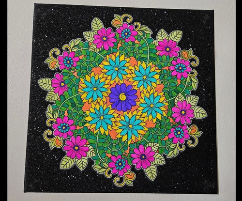 Multicoloured mandala square - multicoloured,
