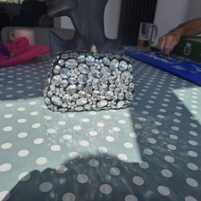 Butler And Wilson Large Jewelled Clutch Bag Silver And  Black Beautiful Bag