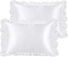 Satin Pillowcases for Hair and Skin, Retro Silky Pillow Cover with Luxury Ruffle