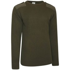 British Army Commando Jumper Pullover Olive Green Surplus Crew Neck Wool NATO