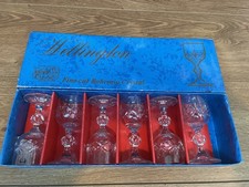 6 Bohemian Fine Cut Crystal Port/ Sherry Glasses 12cm Tall And Diameter 6cm