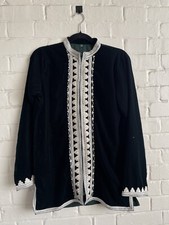 Moroccan Bottle Green velvet tunic jacket passementerie Jabador Bohemian Size S