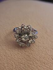 Sarah Coventry Silvertone Flower Statement Ring Size M