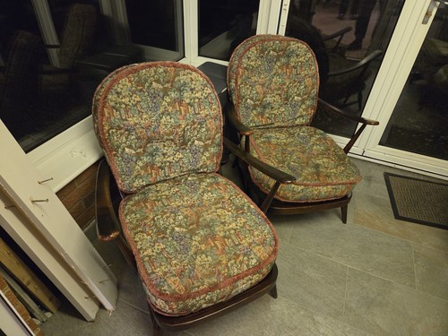 Ercol 203 easy chairs - chairs, oak