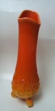 Vtg L E Smith Bittersweet Three Wheeler Three Toe Swing Slag Diamond Vase 15"