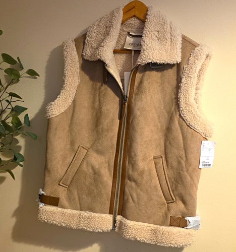 Cream cruma vest beige faux - cream,